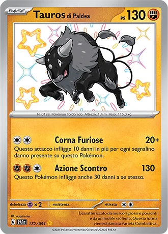 Tauros di Paldea Destino di Paldea carta Pokémon italiana