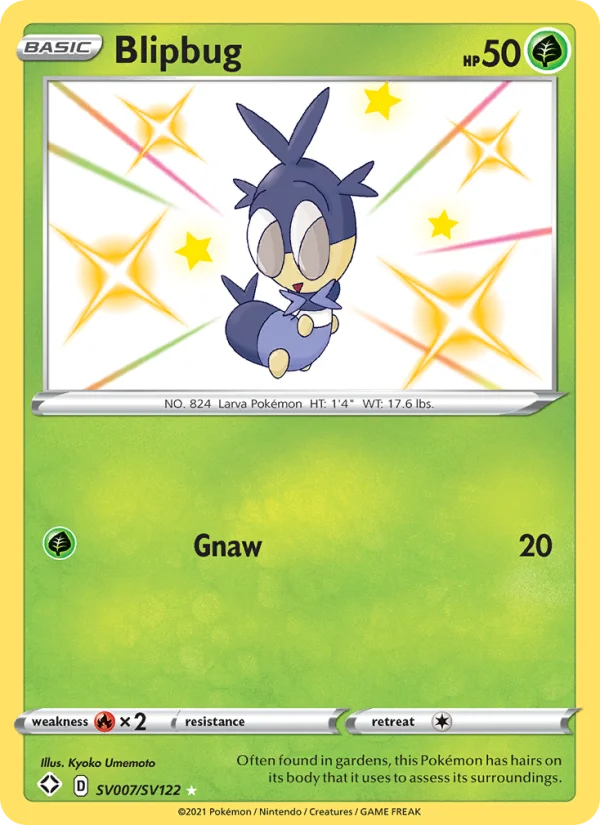Blipbug Destino Splendente carta Pokémon italiana Shiny