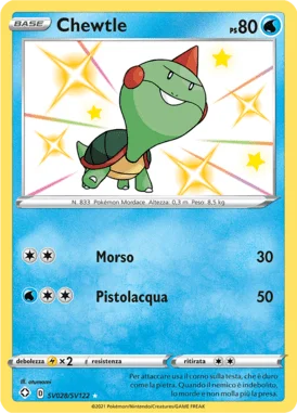 Chewtle Destino Splendente carta Pokémon italiana Shiny