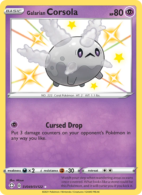 Corsola di Galar Destino Splendente carta Pokémon italiana Shiny