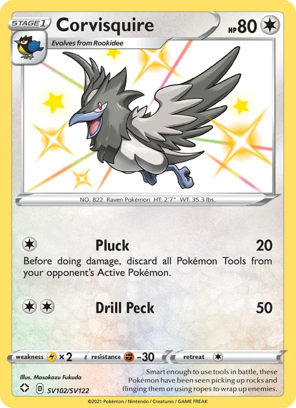 Corvisquire Destino Splendente carta Pokémon italiana Shiny