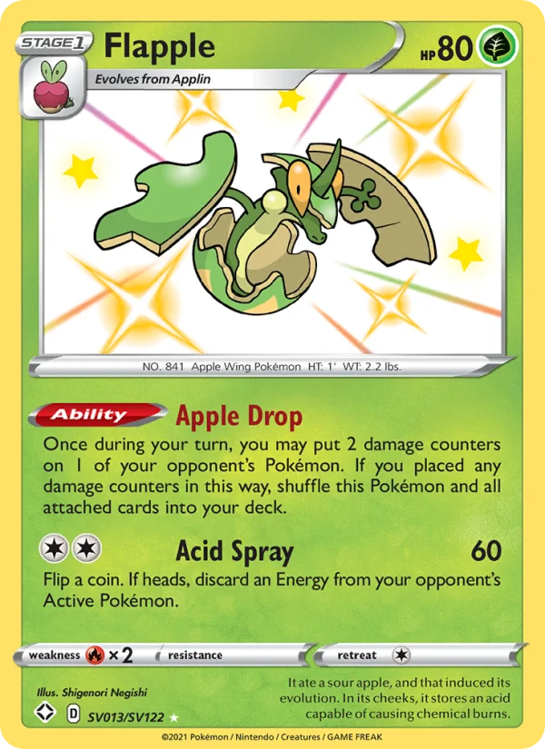 Flapple Destino Splendente carta Pokémon italiana Shiny