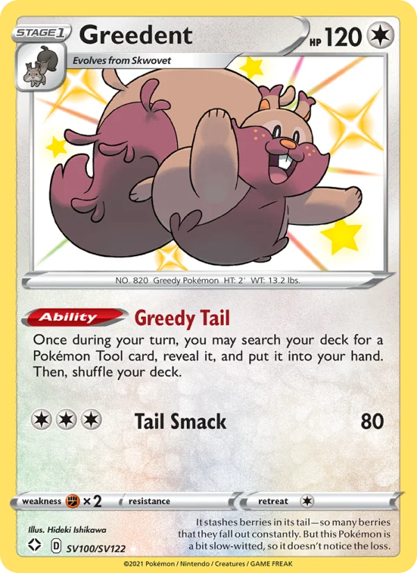 Greedent Destino Splendente carta Pokémon italiana