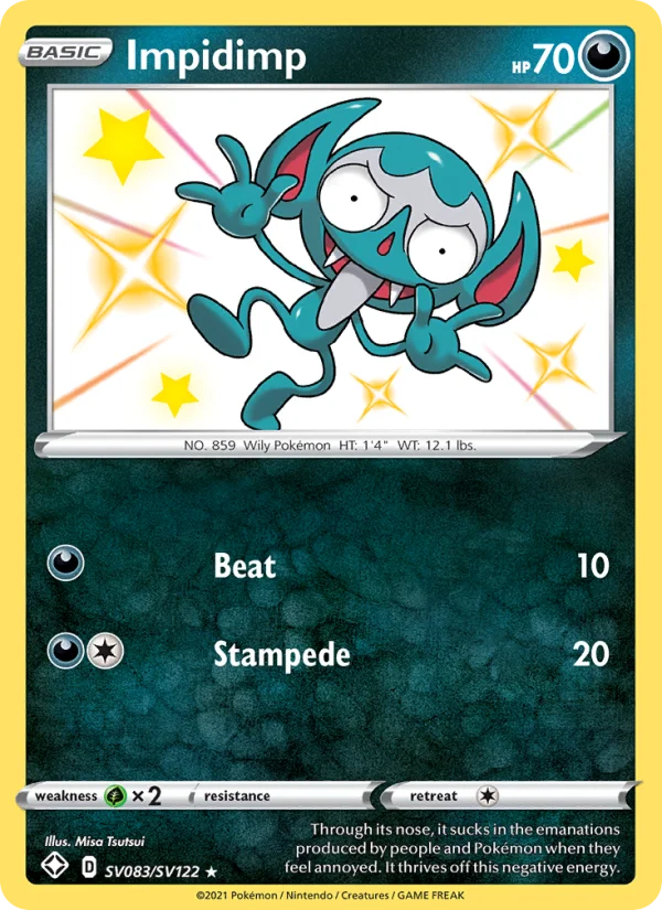 Impidimp Destino Splendente carta Pokémon italiana Shiny