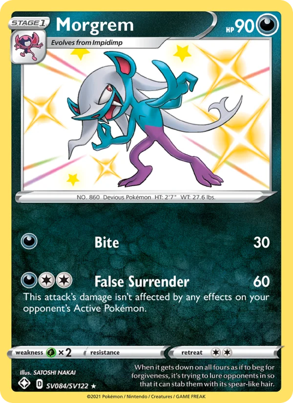 Morgrem Destino Splendente carta Pokémon italiana Shiny