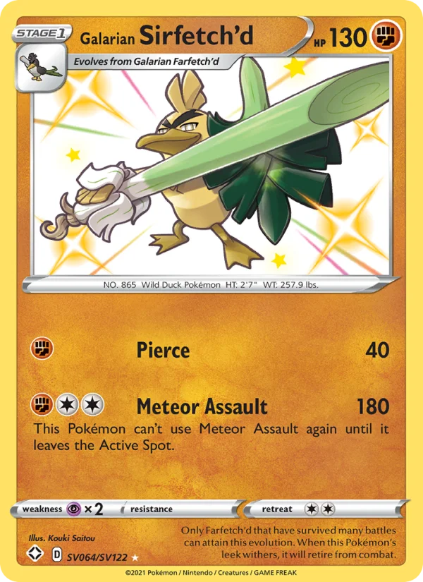 Sirfetch'd di Galar Destino Splendente carta Pokémon italiana Shiny