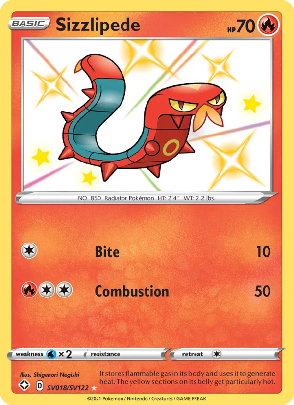 Sizzlipede Destino Splendente carta Pokémon italiana Shiny