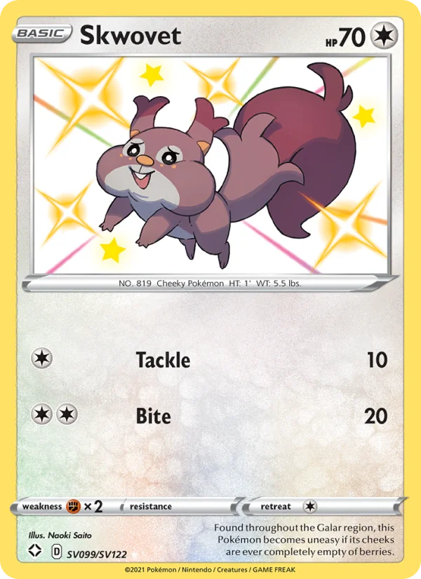 Skwovet Destino Splendente carta Pokémon italiana Shiny