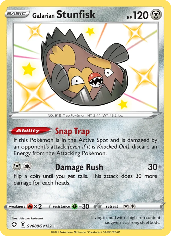 Stunfisk di Galar Destino Splendente carta Pokémon italiana Shiny
