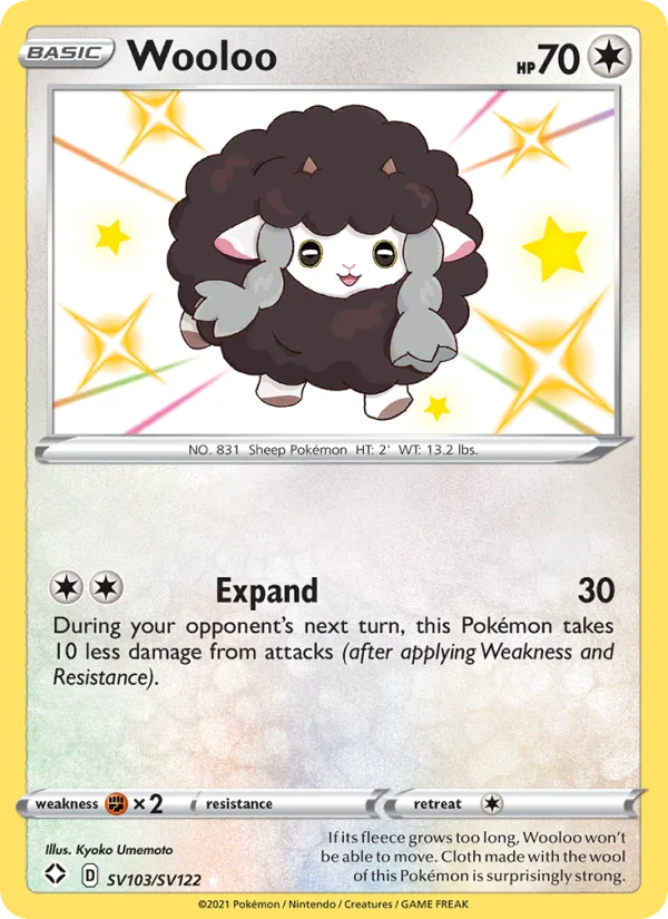 Wooloo Destino Splendente carta Pokémon italiana Shiny