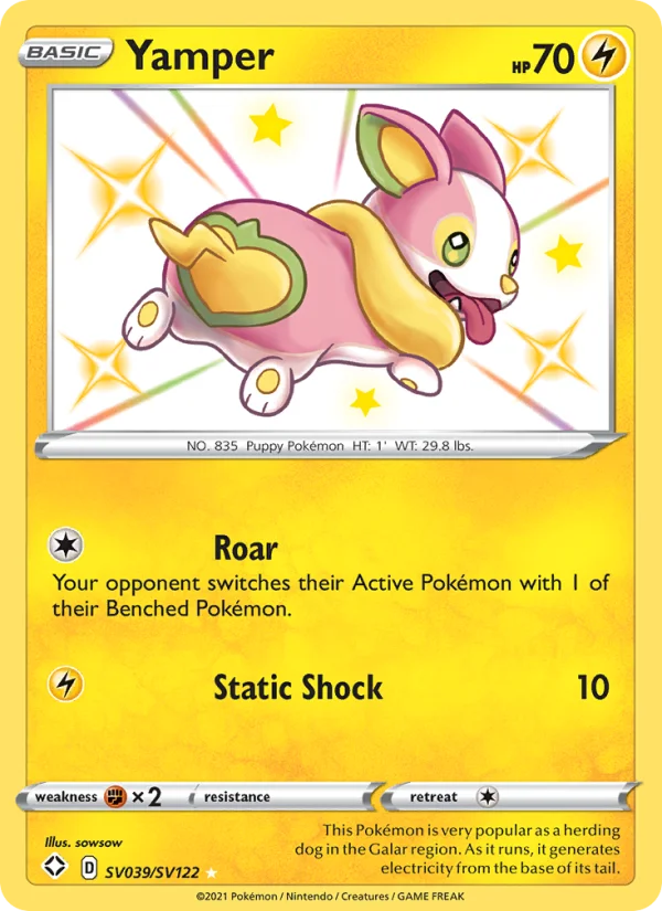 Yamper Destino Splendente carta Pokémon italiana Shiny