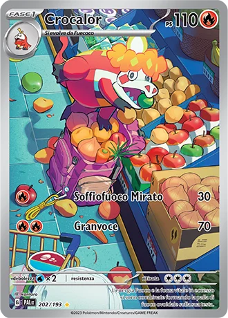 Crocalor Evoluzioni a Paldea carta Pokémon italiana IR
