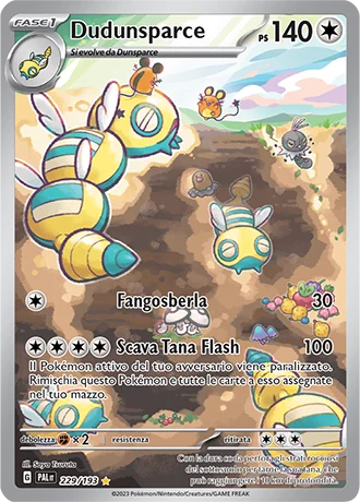 Dudunsparce Evoluzioni a Paldea carta Pokémon italiana