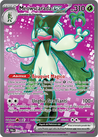 Meowscarada ex Evoluzioni a Paldea carta Pokémon italiana