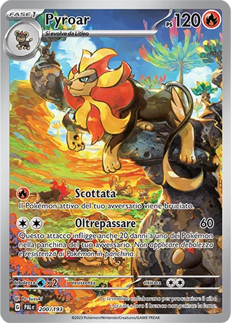 Pyroar Evoluzioni a Paldea carta Pokémon italiana