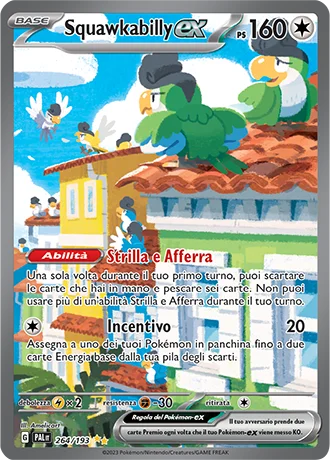 Squawkabilly ex Evoluzioni a Paldea carta Pokémon italiana