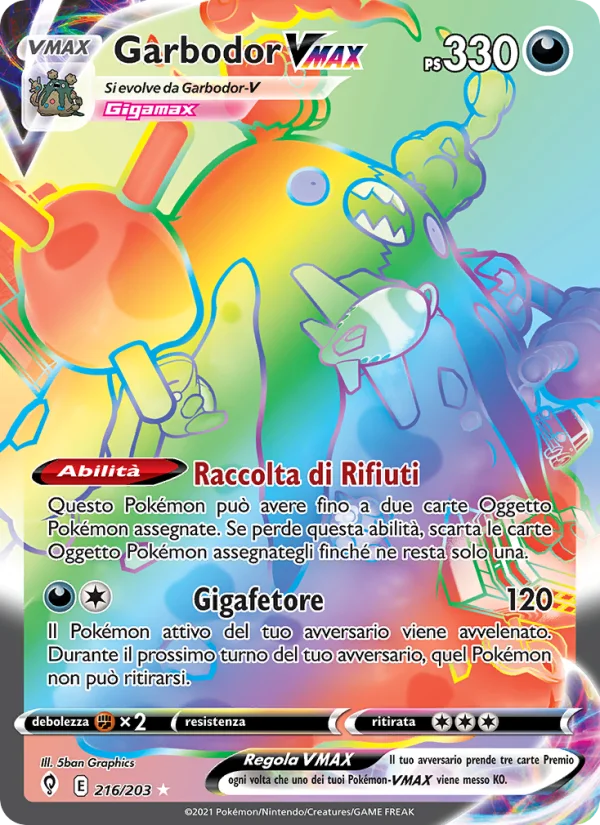 Garbodor VMAX Evoluzioni Eteree carta Pokémon italiana RR