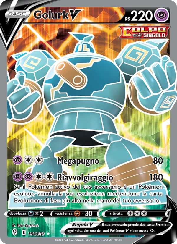 Golurk V Evoluzioni Eteree carta Pokémon italiana UR