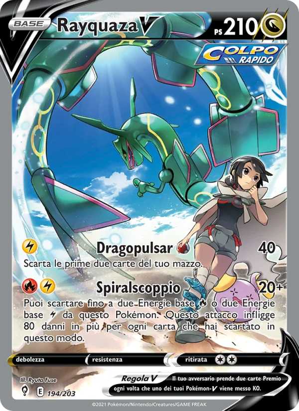 Rayquaza V Evoluzioni Eteree carta Pokémon italiana