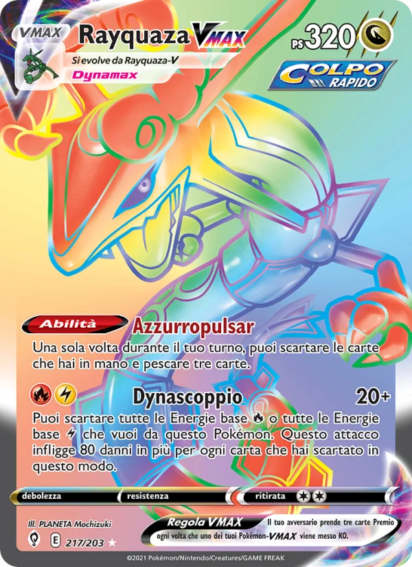 Rayquaza VMAX Evoluzioni Eteree carta Pokémon italiana