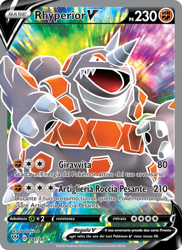 Rhyperior V Fiamme Oscure carta Pokémon italiana UR