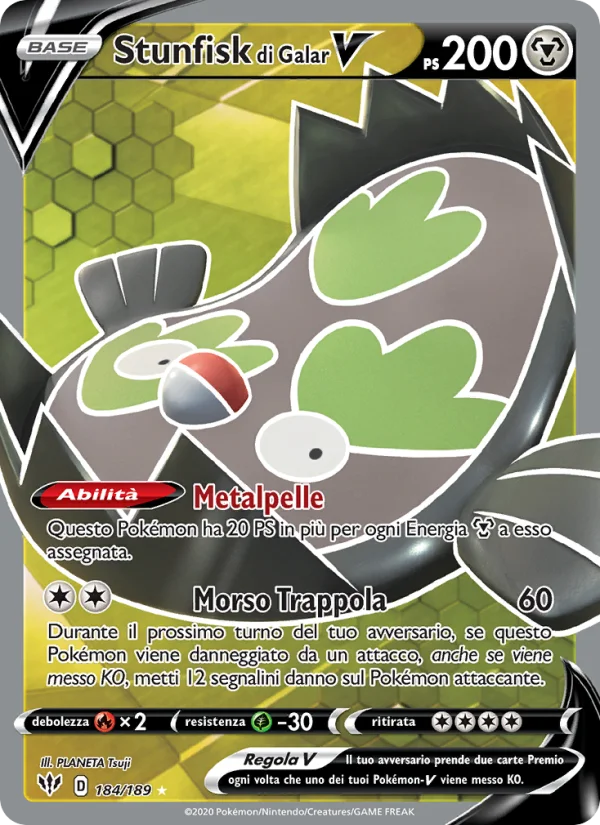 Stunfisk di Galar V Fiamme Oscure carta Pokémon italiana UR