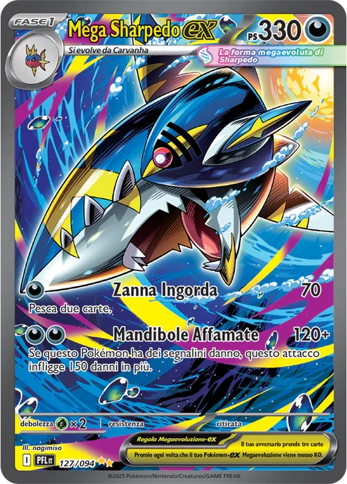 Mega Sharpedo ex Fiamme Spettrali carta Pokémon italiana