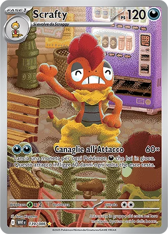 Scrafty Fuoco Bianco carta Pokémon italiana
