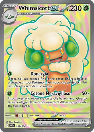 Whimsicott ex Fuoco Bianco carta Pokémon italiana