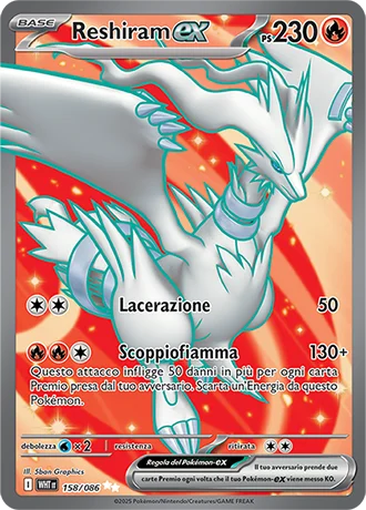 Reshiram ex Fuoco Bianco carta Pokémon italiana