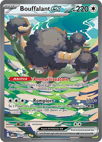 Bouffalant ex Fuoco Bianco carta Pokémon italiana