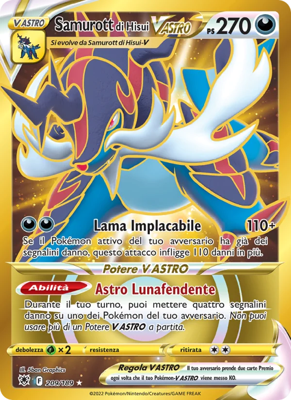 Samurott di Hisui V ASTRO Lucentezza Siderale carta Pokémon italiana HR