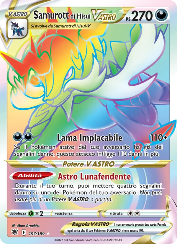 Samurott di Hisui V ASTRO Lucentezza Siderale carta Pokémon italiana RR