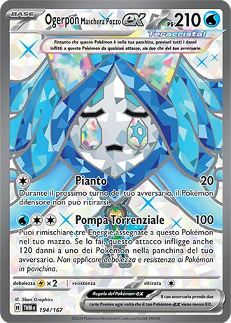 Ogerpon Maschera Pozzo ex Crepuscolo Mascherato carta Pokémon italiana UR