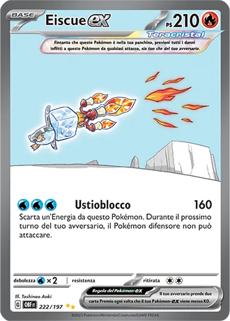 Eiscue ex Ossidiana Infuocata carta Pokémon italiana