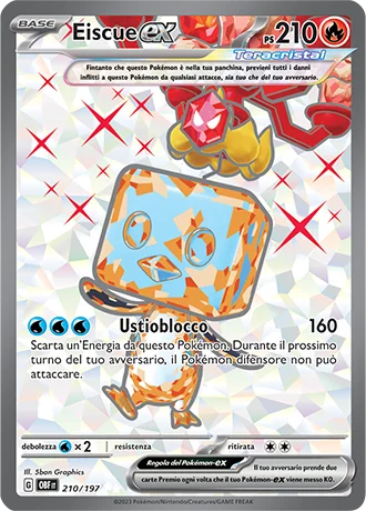 Eiscue ex Ossidiana Infuocata carta Pokémon italiana
