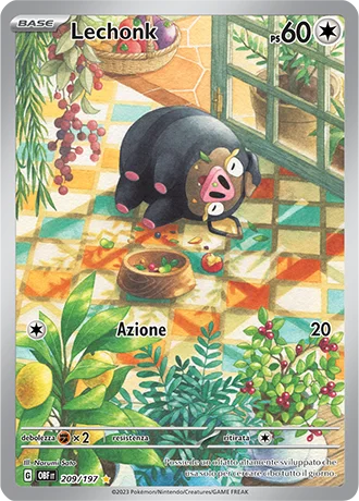 Lechonk Ossidiana Infuocata carta Pokémon italiana
