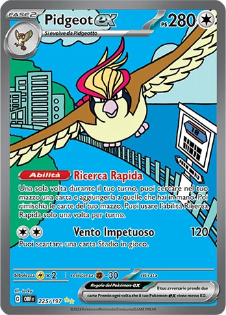 Pidgeot ex Ossidiana Infuocata carta Pokémon italiana