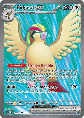 Pidgeot ex Ossidiana Infuocata carta Pokémon italiana