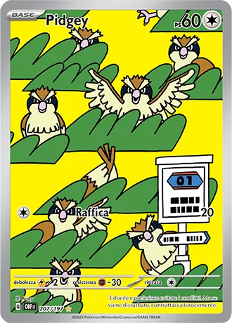 Pidgey Ossidiana Infuocata carta Pokémon italiana