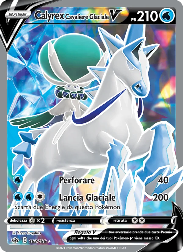 Calyrex Cavaliere Glaciale V Regno Glaciale carta Pokémon italiana