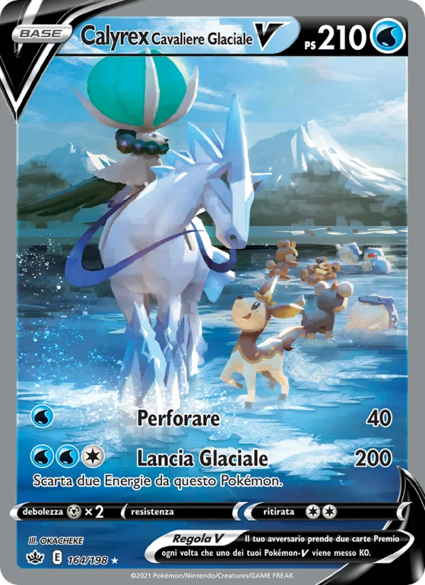 Calyrex Cavaliere Glaciale V Regno Glaciale carta Pokémon italiana