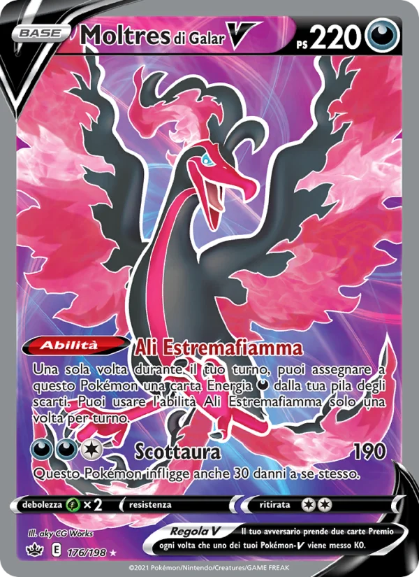 Moltres di Galar V Regno Glaciale carta Pokémon italiana UR