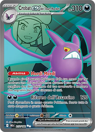 Crobat ex del Team Rocket Rivali Predestinati carta Pokémon italiana