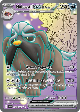 Mabosstiff ex di Pepe Rivali Predestinati carta Pokémon italiana UR