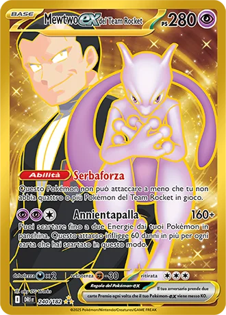 Mewtwo ex del Team Rocket Rivali Predestinati carta Pokémon italiana