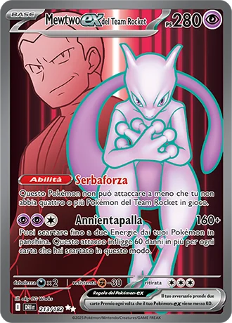 Mewtwo ex del Team Rocket Rivali Predestinati carta Pokémon italiana