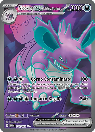 Nidoking ex del Team Rocket Rivali Predestinati carta Pokémon italiana UR