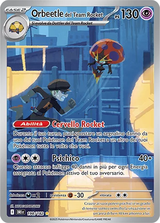 Orbeetle del Team Rocket Rivali Predestinati carta Pokémon italiana IR