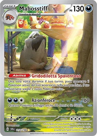 Mabosstiff Scarlatto e Violetto carta Pokémon italiana IR